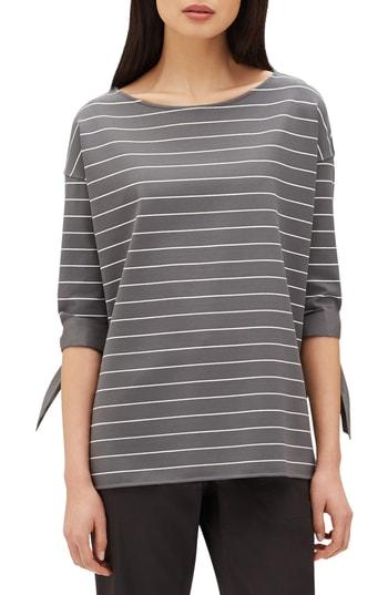 Women's Lafayette 148 New York Catriona Mulberry Stripe Jersey Blouse - Grey