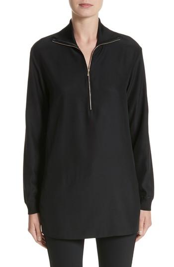 Women's Lafayette 148 New York Daryn Matte Silk & Knit Combo Blouse, Size - Black
