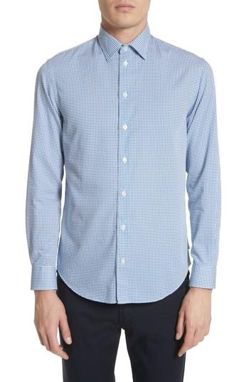Men's Emporio Armani Geo Print Fit Sport Shirt, Size Small - Blue