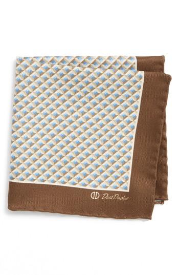 Men's David Donahue Neat Silk Pocket Square, Size - Brown