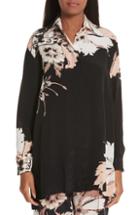 Women's Etro Floral Print Silk Tunic Top Us / 38 It - Black