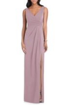 Women's After Six Pleated Surplice Stretch Crepe Gown - Pink