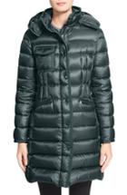 Women's Moncler 'hermine' Grosgrain Trim Water Resistant Down Coat - Green