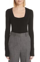 Women's Khaite Daisy Square Neck Wool Blend Bodysuit - Black