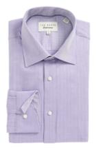 Men's Ted Baker London Endurance Trim Fit Herringbone Dress Shirt - 32/33 - Purple