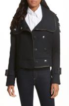Women's Veronica Beard Lafayette Leather Trim Snap Jacket - Blue