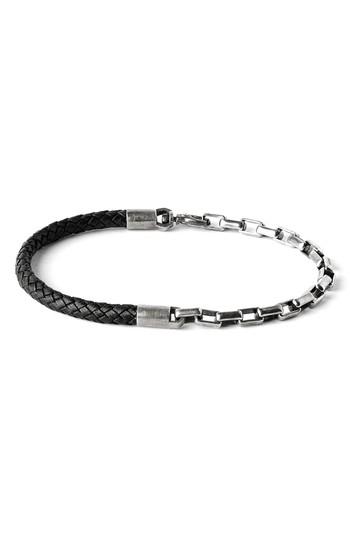 Men's Title Of Work Adjustable Box Chain & Leather Bracelet