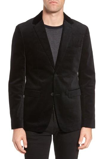 Men's French Connection Party Velvet Blazer, Size - Black