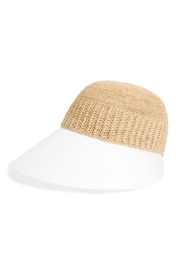 Women's Helen Kaminski Wide Peak Raffia & Cotton Cap -