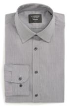 Men's Nordstrom Men's Shop Extra Trim Fit Non-iron Solid Dress Shirt - 34/35 - Grey