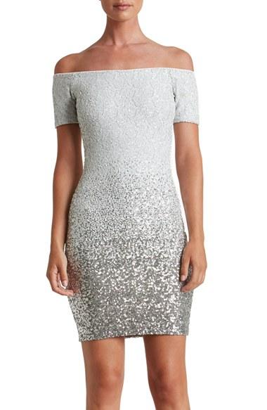 Women's Dress The Population Larissa Sequin Minidress - Metallic