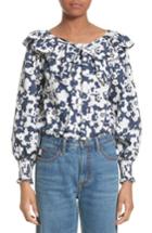 Women's Marc Jacobs Ruffle Cotton Poplin Blouse - Blue