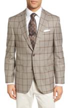 Men's David Donahue Connor Classic Fit Windowpane Wool Sport Coat S - Beige