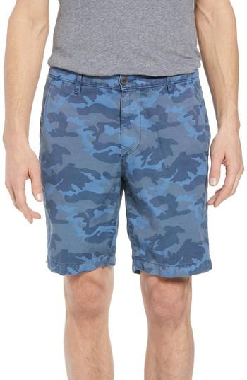 Men's Ag Wanderer Slim Fit Cotton & Linen Shorts - Blue