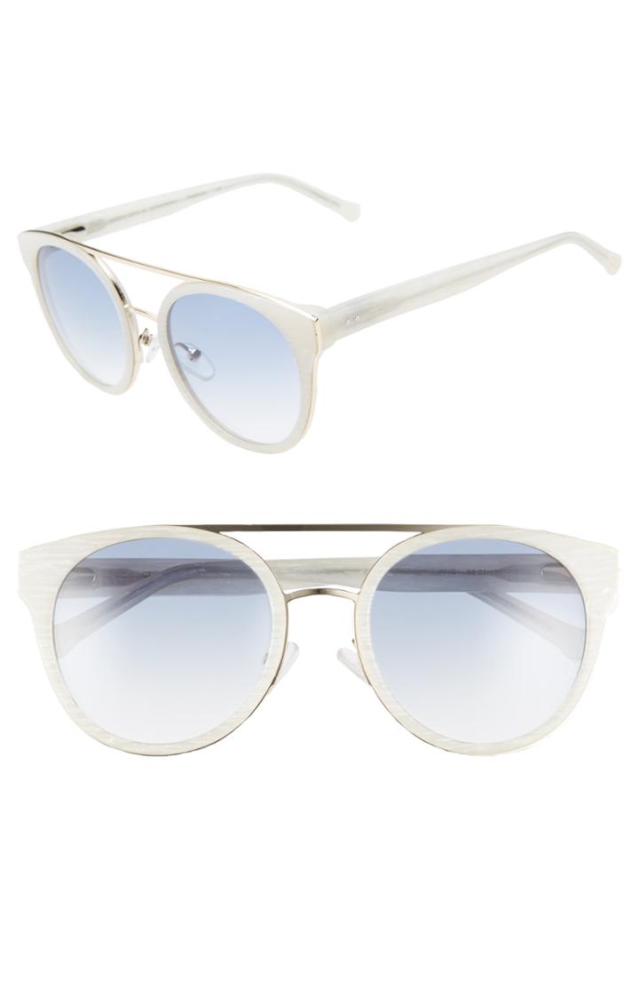 Women's Colors In Optics Beekman 53mm Round Aviator Sunglasses - White/ Quartz