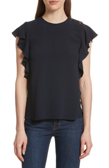 Women's Derek Lam 10 Crosby Button Detail Ruffled Top - Blue