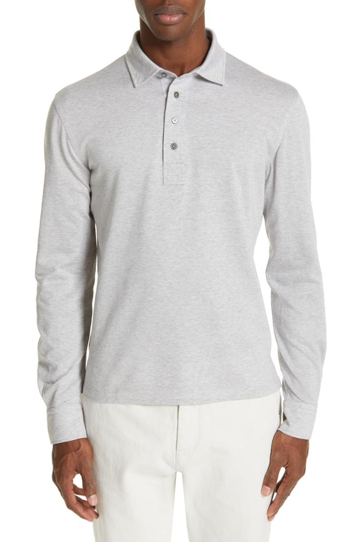 Men's Ermenegildo Zegna Cotton Long Sleeve Polo