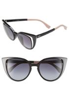 Women's Fendi 51mm Cat Eye Sunglasses - Matte Shiny Black