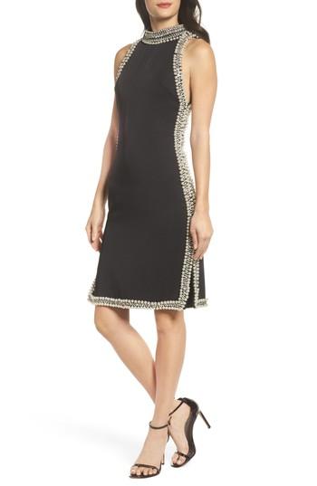 Women's Mac Duggal Embellished Trim Sheath Dress - Black