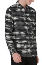 Men's Topman Camo Print Check Shirt - Grey