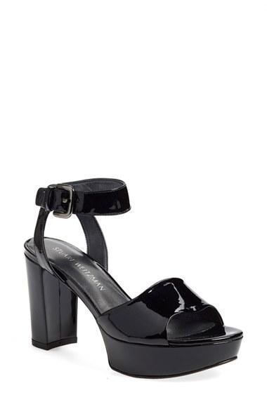 Women's Stuart Weitzman 'real Deal' Platform Sandal .5 M - Black