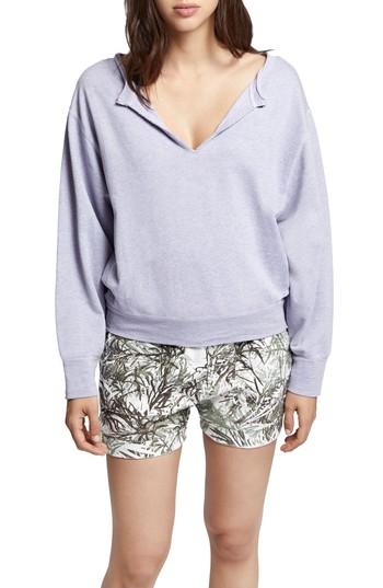 Women's Sanctuary Breslin Split Neck Sweatshirt - Purple