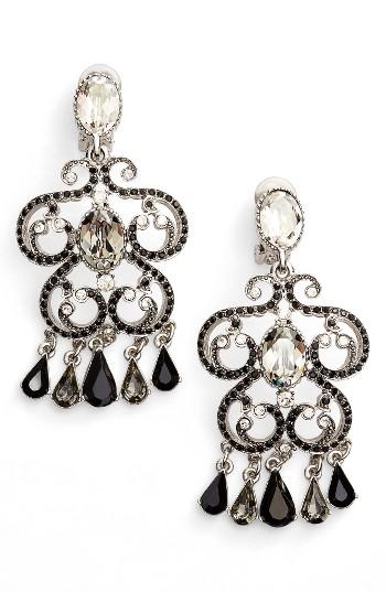 Women's Oscar De La Renta Pave Scroll Clip Earrings