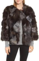 Women's Linda Richards Genuine Silver Fox Cropped Jacket - Grey