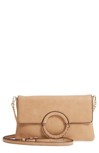 Sole Society Faux Leather Clutch - Beige