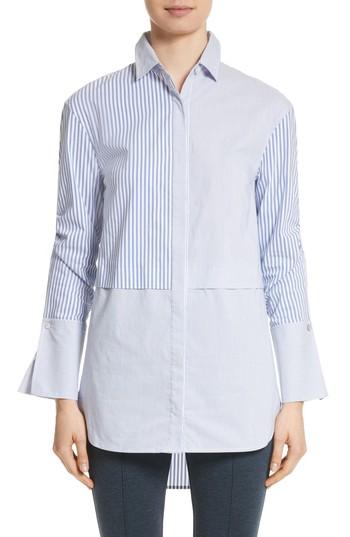 Women's St. John Collection Striped Shirting Tunic, Size - Blue