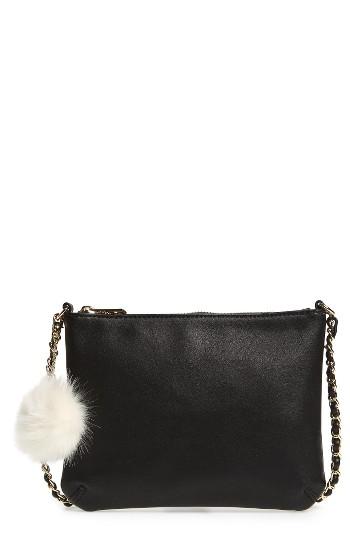 Emperia Faux Leather Crossbody Bag With Faux Fur Pom -