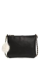 Emperia Faux Leather Crossbody Bag With Faux Fur Pom -