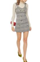 Women's Topshop Embroidered Gingham Pinafore Dress Us (fits Like 2-4) - Black
