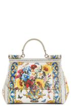 Dolce & Gabbana Medium Maiolica Fiori Sicily Leather Satchel - None