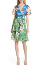 Women's Diane Von Furstenberg Flutter Sleeve Silk Wrap Dress - Blue/green