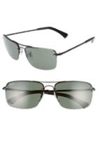 Women's Ray-ban 61mm Semi Rimless Navigator Sunglasses - Black/ Dark Green Solid