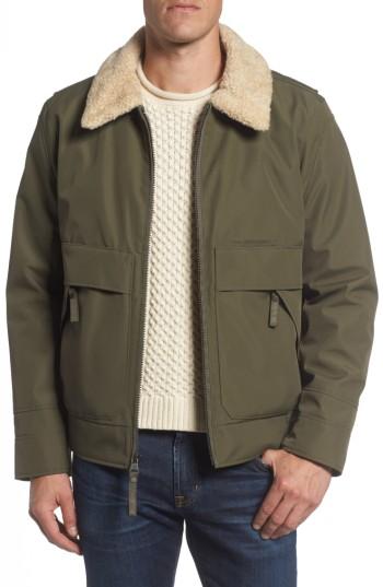 Men's Andrew Marc Porter Faux Shearling Collar Aviator Jacket - Green