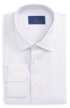Men's David Donahue Regular Fit Stripe Dress Shirt 32/33 - Purple