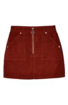 Women's Topshop Front Zip Corduroy Miniskirt Us (fits Like 0) - Metallic