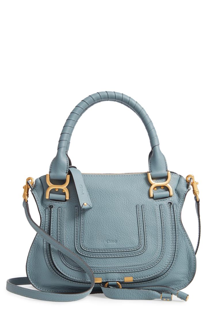 Chloe Small Marcie Calfskin Leather Satchel - Blue