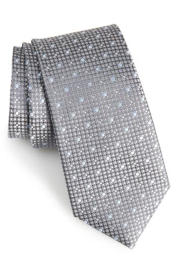 Men's Calibrate Gest Dot Silk Tie, Size - Grey