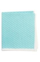 Men's Calibrate Clover Cotton & Silk Pocket Square, Size - Blue/green
