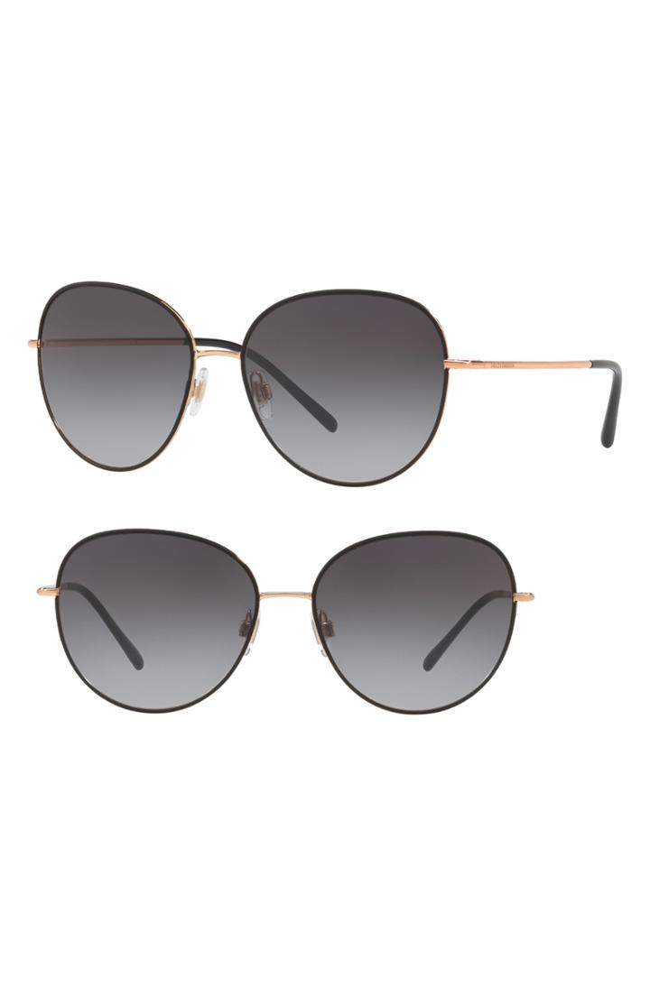 Women's Dolce & Gabbana 58mm Gradient Round Sunglasses - Matte Black