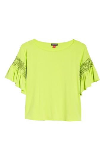 Women's Vince Camuto Smocked Ruffle Sleeve Top - Green