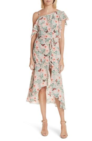 Women's Joie Jamima Mix Shoulder Floral Silk Dress - Pink