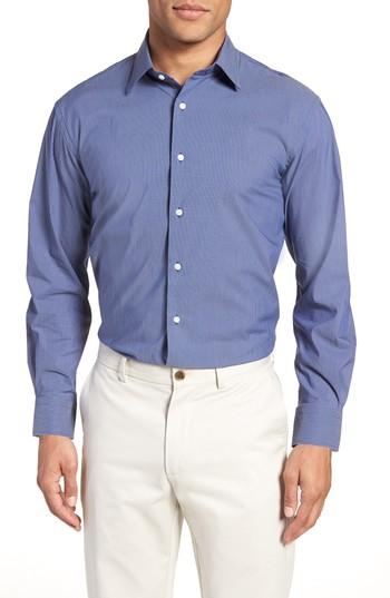 Men's Nordstrom Men's Shop Traditional Fit Stretch Check Dress Shirt .5 34/35 - Blue
