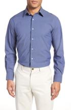 Men's Nordstrom Men's Shop Traditional Fit Stretch Check Dress Shirt .5 34/35 - Blue