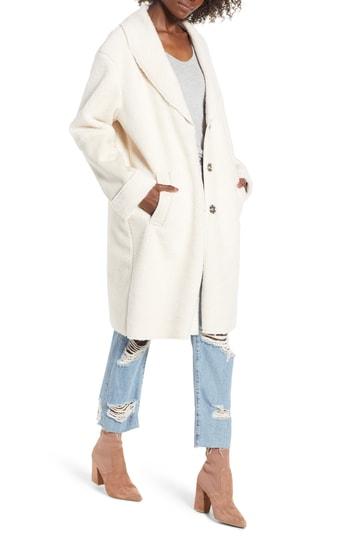 Women's Kensie Faux Shearling Long Coat - Ivory