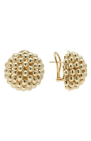 Women's Lagos Caviar Gold Dome Omega Earrings