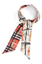 Women's Burberry Scribble Check Silk Skinny Scarf, Size - Red